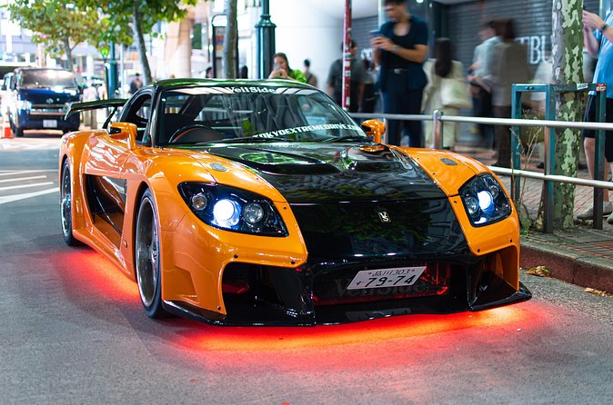 1-Hour Tokyo Tour in Tokyo Drift Mazda RX7 - Tokyo Tower with the RX-7 in frame