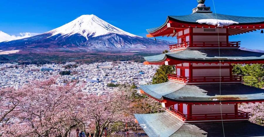 From Tokyo: Fuji Mountain Area - FujiQ - Lake Kawaguchiko - Chureito Pagoda - Lake Kawaguchiko offers a calmer Fuji view