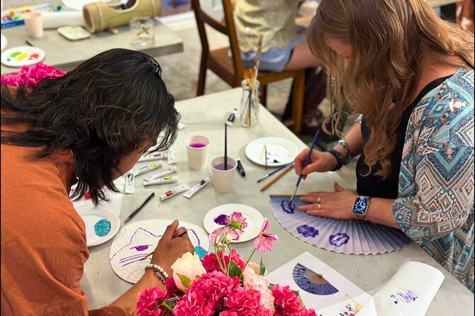 Japanese Fan Painting Workshop ~ in a Tokyo Flower Shop - Who Will Enjoy This Workshop Most