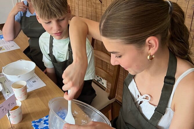Mochi Matcha Gluten Free Japanese Sweets Class near Shibuya area - Tea, aprons, and the photo table