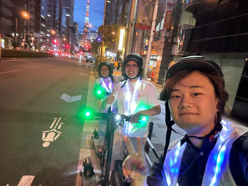 Night E-Scooter Ride to Tokyo Tower - No License Needed - Who will enjoy this most?