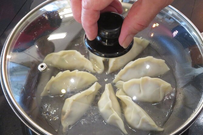 Ramen Making from Scratch with Tokyo Mom(Vegan Option Available) - Folding gyoza alongside the ramen
