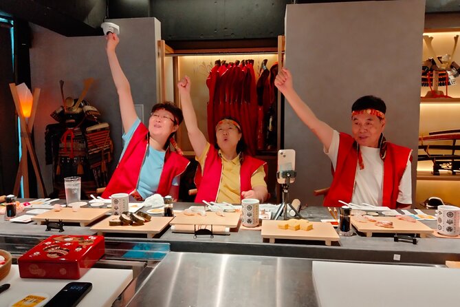 Sushi Making with Interactive Samurai Experience at JIN-ASAKUSA - Learning to make nigiri, futomaki, and sushi donuts