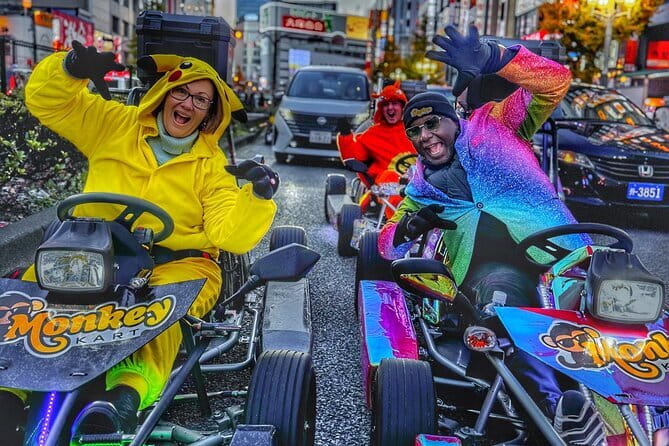 Tokyo Go-Kart Tour Shibuya-Harajuku-Shinjuku (<em>IDP Required) – What the 75-minute Tokyo go-kart ride is really like’ /></p>
<p><p>This is not a track-based karting session. You drive a street-legal go-kart on public roads, following a professional guide through central Tokyo. The experience begins at Monkey Adventure Kart Shibuya Shop 2, on the first floor of 3-chome-17-3 Shibuya, and finishes at the same place.</p>
</p>
<p><p>Before leaving, you receive safety instructions and driving guidance. That matters because the karts are described as quick, and you are operating among normal road traffic. The ride is meant to feel exciting, but the guide remains in front and keeps watch over the group.</p>
</p>
<p><p>The strongest part of the setup is that you do not have to work out the route yourself. You can concentrate on steering, traffic, and the spectacle around you while the guide handles navigation. Several guides, including Reece and Serhii, are praised for making the instructions easy to follow and helping riders feel comfortable before setting off.</p>
</p>
<p><p>The tour is limited to four participants. That is a useful number for a road activity. You are not lost in a long line of karts, and the guide can keep a closer eye on each driver. If you are nervous about driving in Tokyo, this smaller format should feel less intimidating than a large convoy.</p>
</p>
<div class="twil" style="margin: 20px 0; padding: 15px 0;"><p>More things to do in Shibuya:</p><ul style="margin: 10px 0; padding-left: 0; list-style: none;"><li style="margin: 0 0 12px 0; padding: 0 0 12px 0; border-bottom: 1px solid #E1E3F1; line-height: 1.4;"><a href="https://thetokyowanderer.com/official-street-go-kart-in-shibuya/">Official Street Go-Kart in Shibuya</a><br><span style="font-size: 0.82em; color: #555;"><span style="color: #F5A300;">★</span> 5.0 · 3,435 reviews</span></li><li style="margin: 0 0 12px 0; padding: 0 0 12px 0; border-bottom: 1px solid #E1E3F1; line-height: 1.4;"><a href="https://thetokyowanderer.com/tokyo-street-kart-experience-in-shibuya/">Tokyo: Street Kart Experience in Shibuya</a><br><span style="font-size: 0.82em; color: #555;"><span style="color: #F5A300;">★</span> 4.9 · 1,484 reviews</span></li><li style="margin: 0; padding: 0; border-bottom: none; line-height: 1.4;"><a href="https://thetokyowanderer.com/shibuya-meltdown-nightlife-tour-all-you-can-drink-bar-hopping/">Shibuya Meltdown Nightlife Tour: All-You-Can-Drink Bar Hopping</a><br><span style="font-size: 0.82em; color: #555;"><span style="color: #F5A300;">★</span> 5.0 · 1,058 reviews</span></li></ul></div><h2>Shibuya Crossing from behind the wheel</h2>
<p><img width="669" height="446" decoding="async" src=