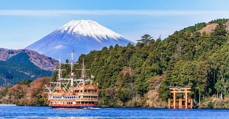 Tokyo Mt Fuji 5th St & Hakone Cruise Bus Tour w/Bullet Train - The Hakone Ropeway and volcanic views