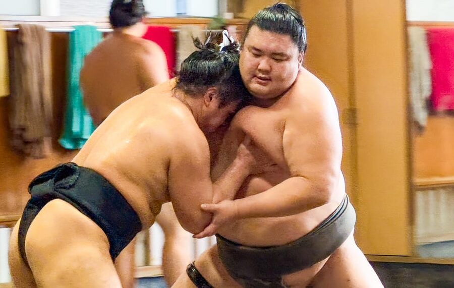 Tokyo: Sumo Morning Practice with journalists. Not fake show - Meeting Near Ryogoku Station