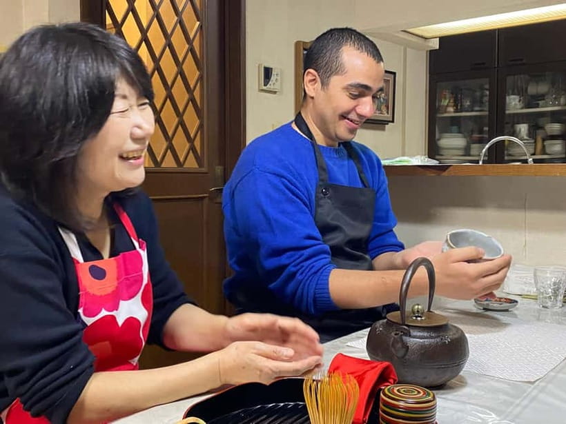 Tokyo: Traditional foot-kneaded Udon noodles class - Mixing and stepping the Udon dough